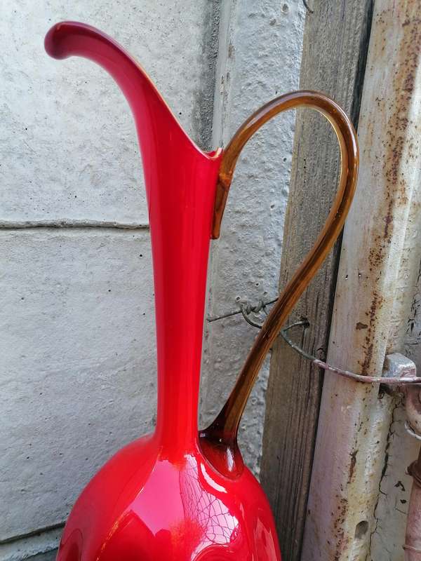 Beautiful large vintage Italian Red murano glass jug.
