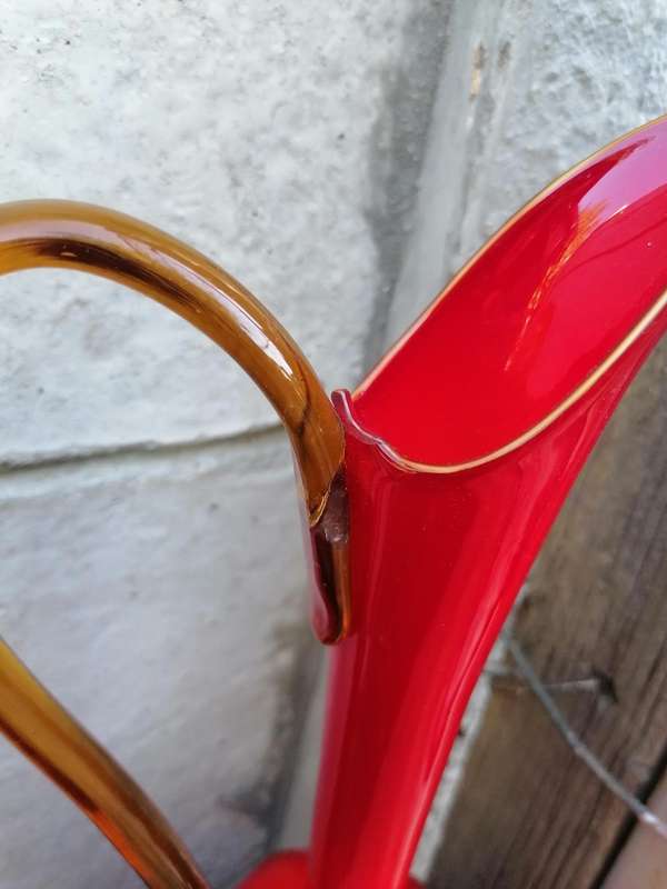 Beautiful large vintage Italian Red murano glass jug.
