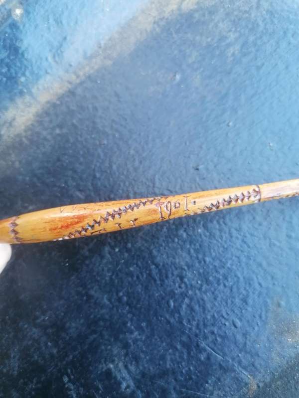 Family heirloom . A wooden pen made by Wynand Carl Nel in st Helena Boer war camp 1901