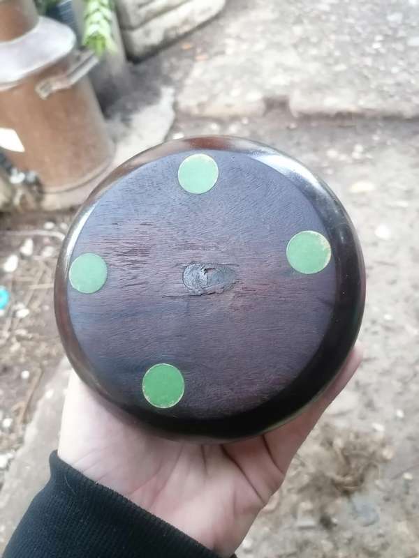Antique wood candle holder