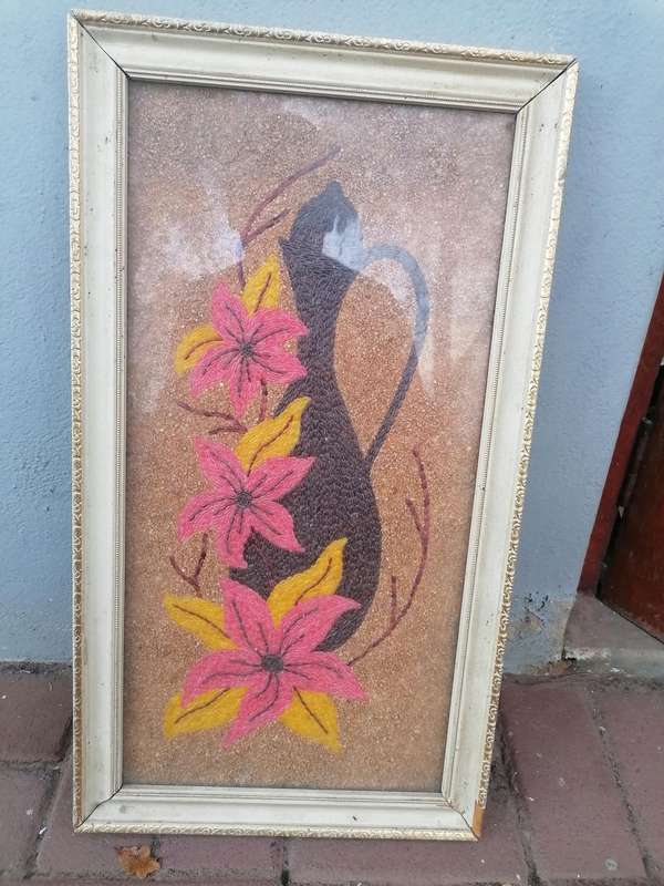 Lovely vintage art piece. 34cm x 60cm frame without 27cm x 53cm