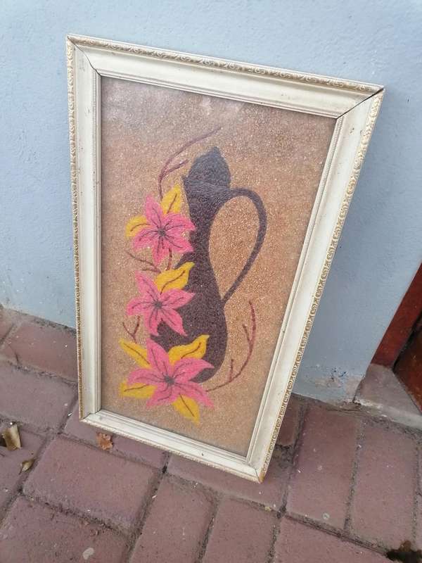 Lovely vintage art piece. 34cm x 60cm frame without 27cm x 53cm