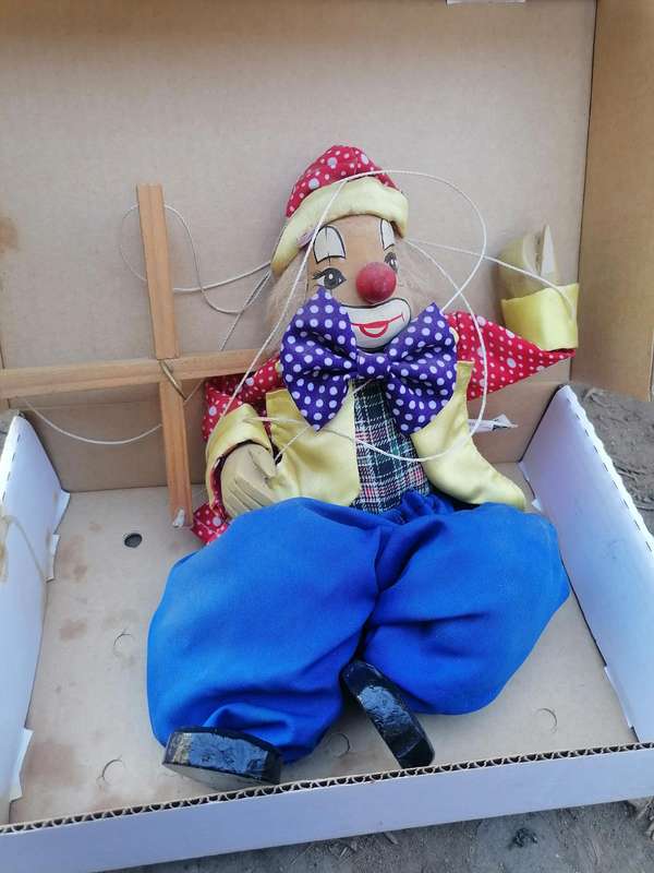 vintage clown marionette puppet.