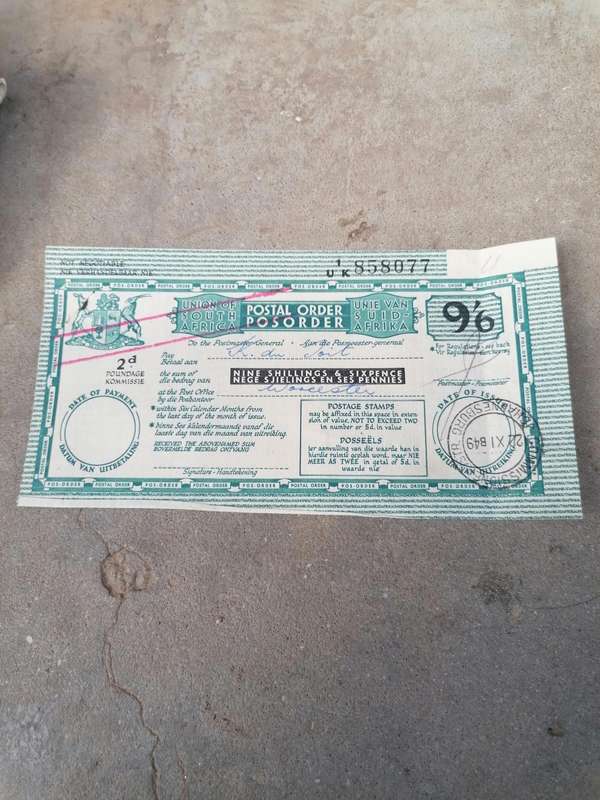 SOUTH AFRICAN POSTAL ORDER!