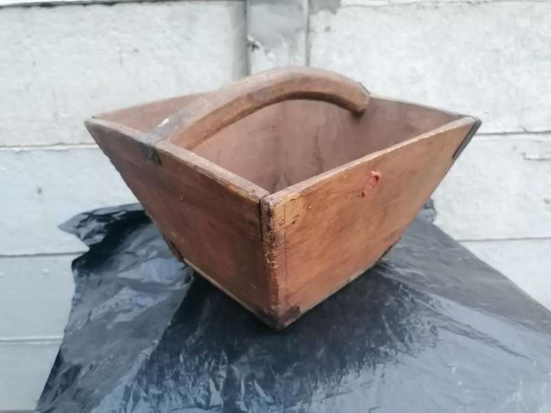 Early 20th Century Chinese Wooden Rice Measure with stamp seal , 1890s