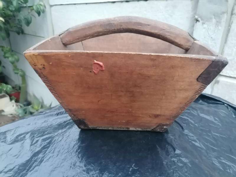 Early 20th Century Chinese Wooden Rice Measure with stamp seal , 1890s