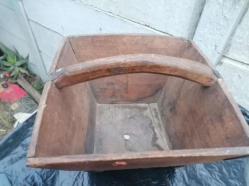 Early 20th Century Chinese Wooden Rice Measure with stamp seal , 1890s