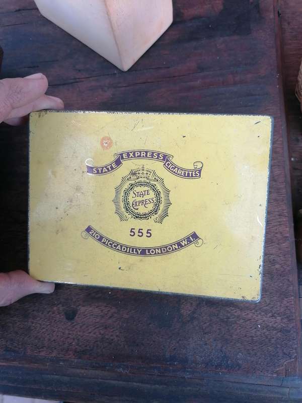 State Express Cigarette Case 555 Piccadilly London Vintage Yellow Tin EMPTY