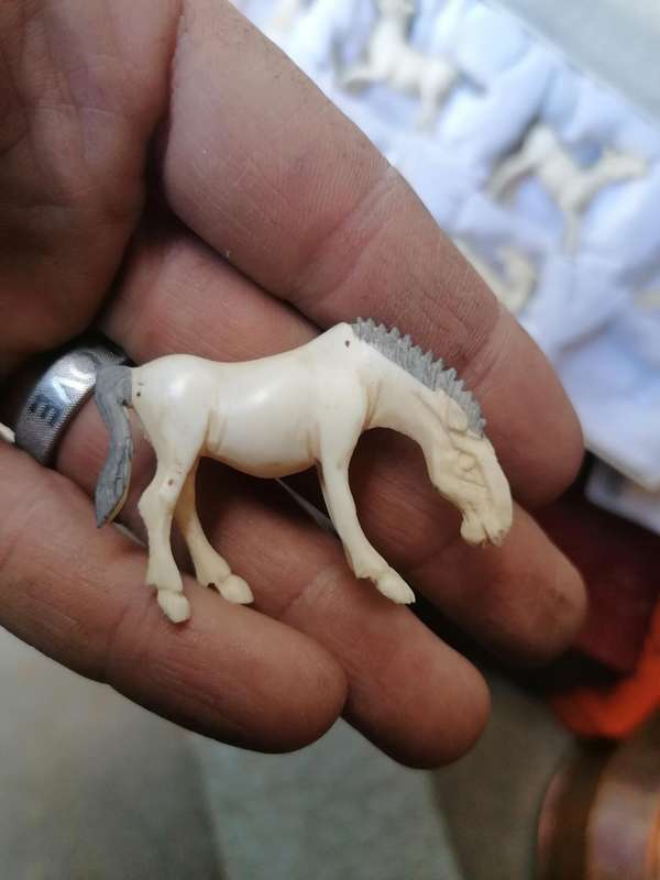 Early 1900s Set of 8 Carved Ivory Horses of Mu Wang