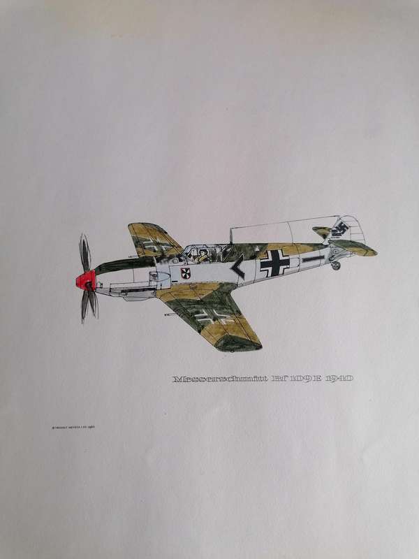 Messerschmitt Bf 109E, a German World War II fighter aircraft 1966 print
