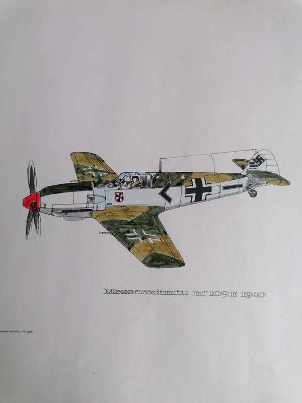 Messerschmitt Bf 109E, a German World War II fighter aircraft 1966 print