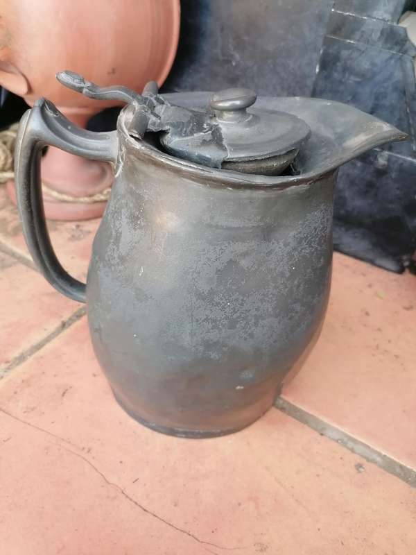 Antique 1909 pewter pitcher