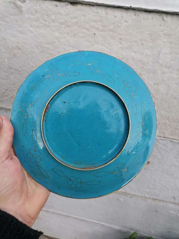 Chinese Enamel & Cloissane plate 21cm x 21cm,the cloissone in good condition