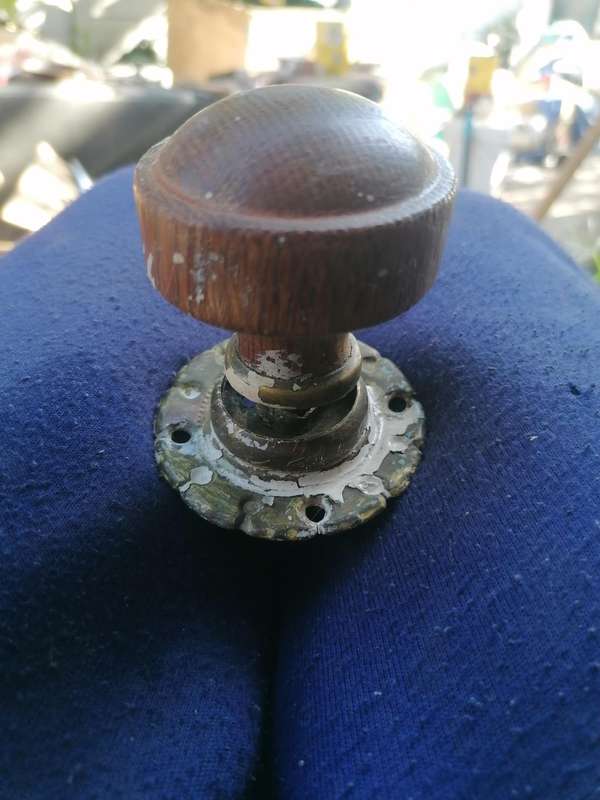 Antique Teak Door Knob with Brass