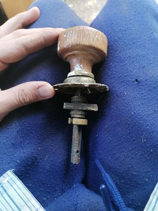 Antique Teak Door Knob with Brass