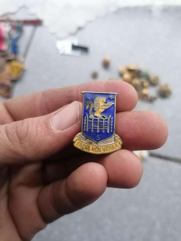 Facta, non verbal enamel badge