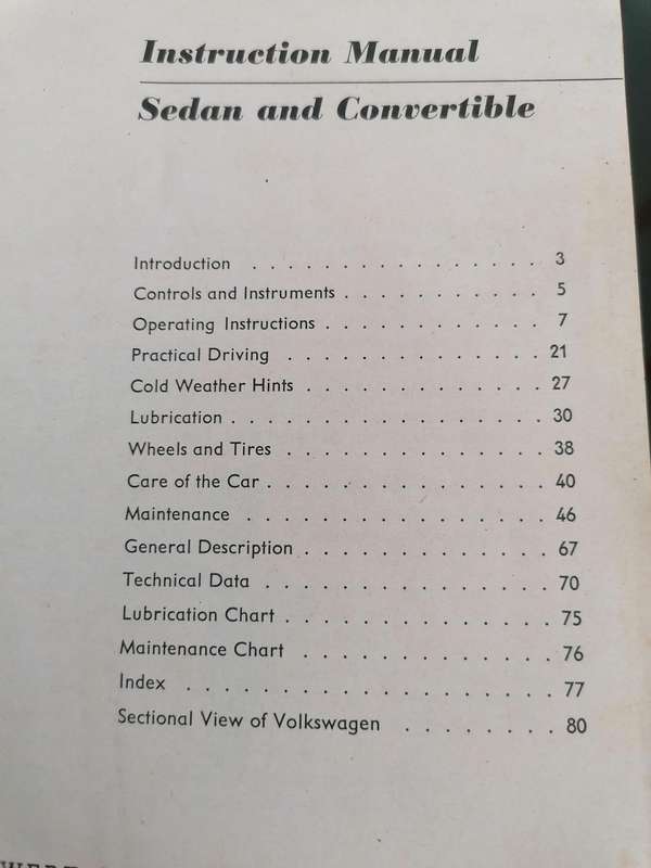 1959 Volkswagen VW Beetle Sedan & Convertible Owner Operator Instruction Manual