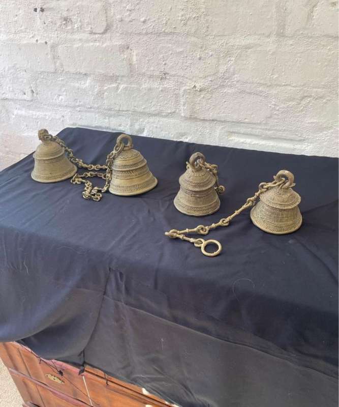 Antique brass temple bells