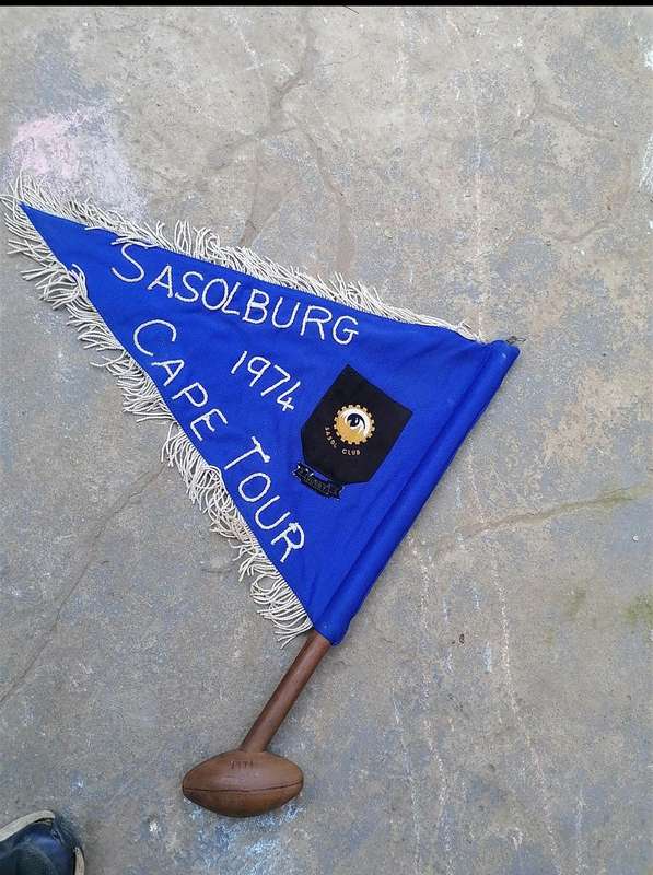 Old sasolburg 1974 rugby tour flag