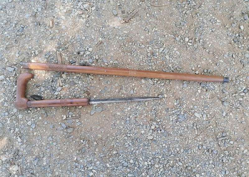 Vintage walking stick with knife
