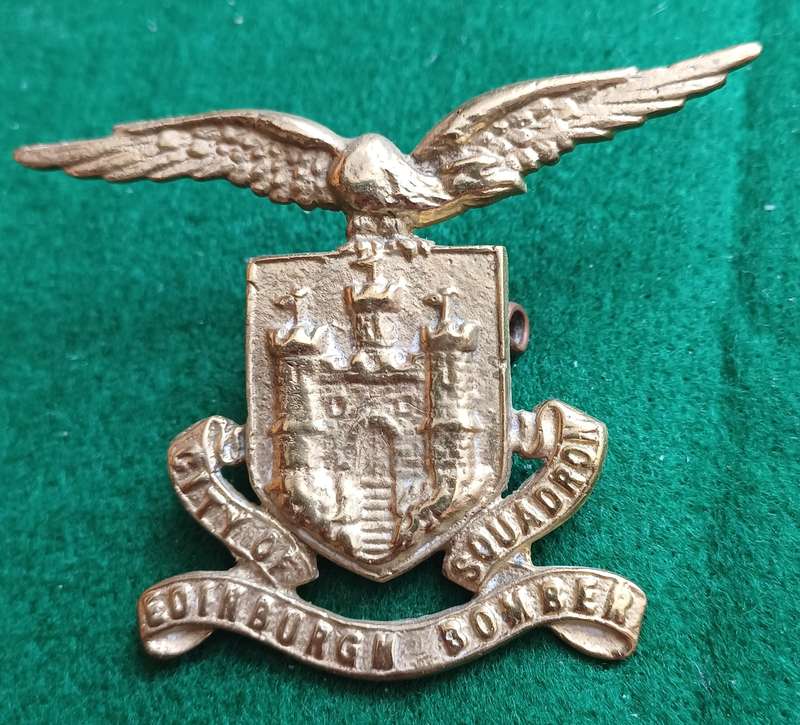 British RAF, WWII City of Edinburgh Bomber Squadron, Piper's badge, scarce.