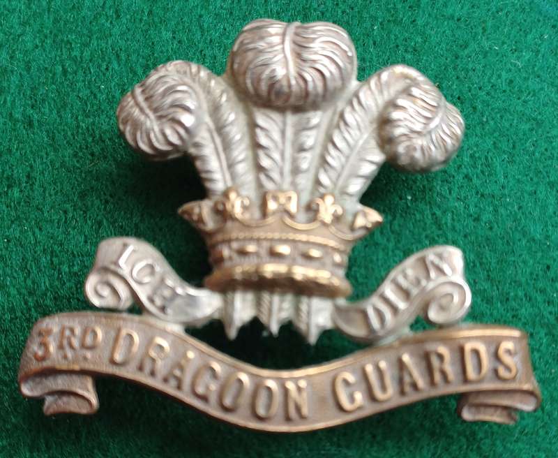 British Army, 3rd PoW Dragoon Guards, BiM Victorian cap badge, 3 lugs