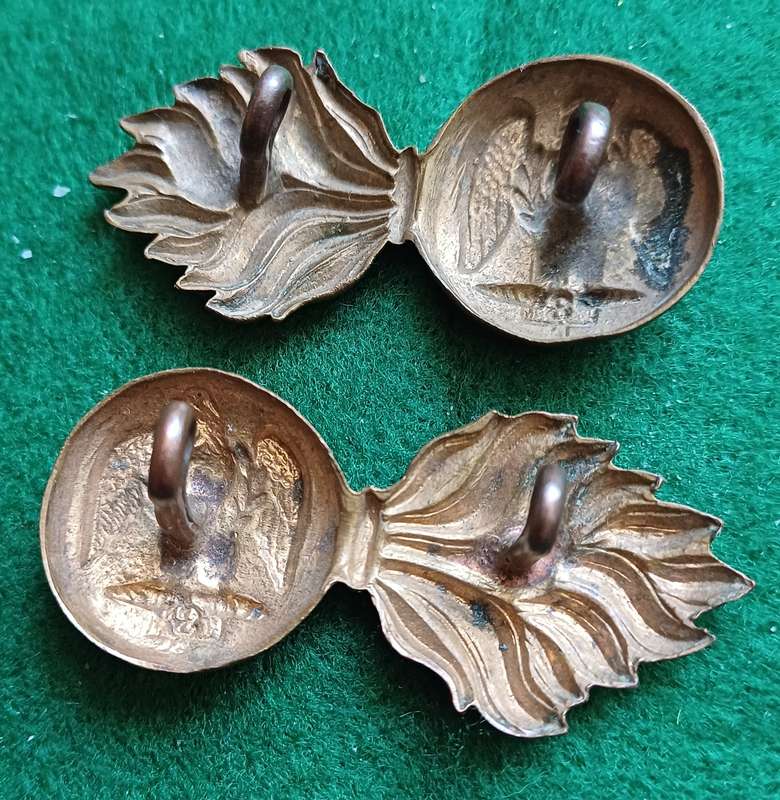 British Army, Royal Irish Fusiliers brass collars, facing pair