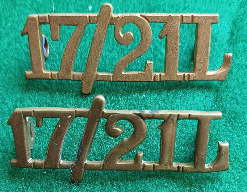 British Army, 17th / 21st Lancers brass titles x 2