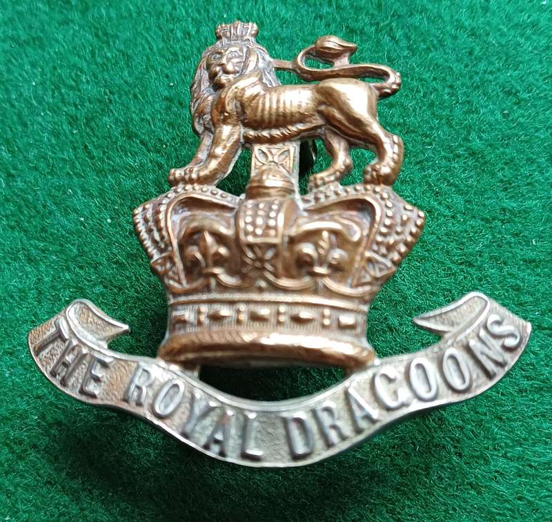 British Army, The Royal Dragoons BiM, QVC, cap badge, 3 lugs