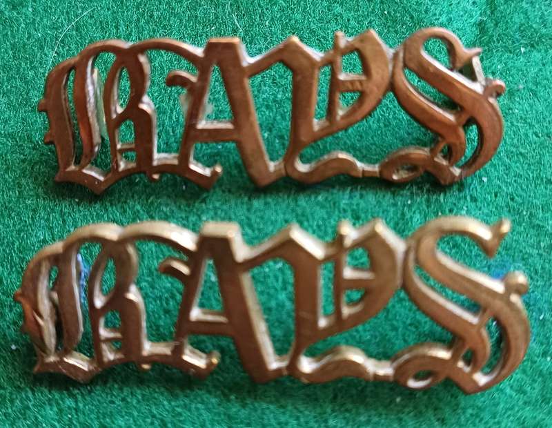 British Army, 2nd Dragoon Guards, (Queen's Bays,) brass titles pair