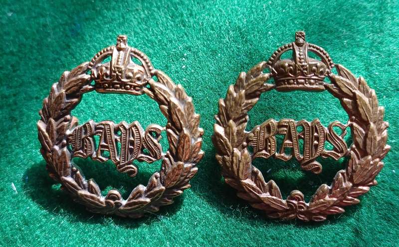 British Army, 2nd Dragoon Guards, (Queen's Bays,) brass collars pair