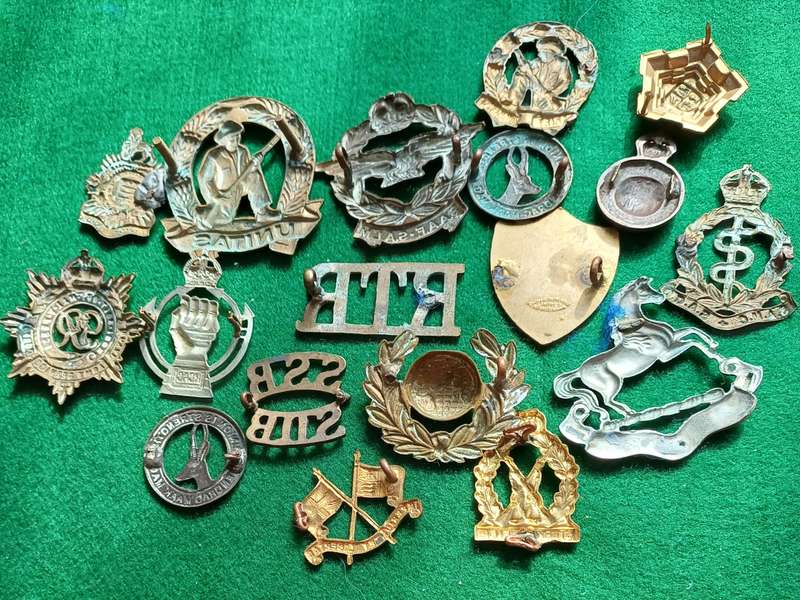 Selection of 18 Military badges, most missing lugs