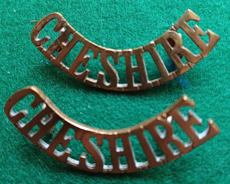 British Army, Cheshire Regt brass titles pair