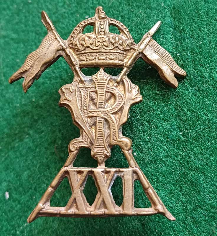 British Army, 21st Lancers brass cap badge