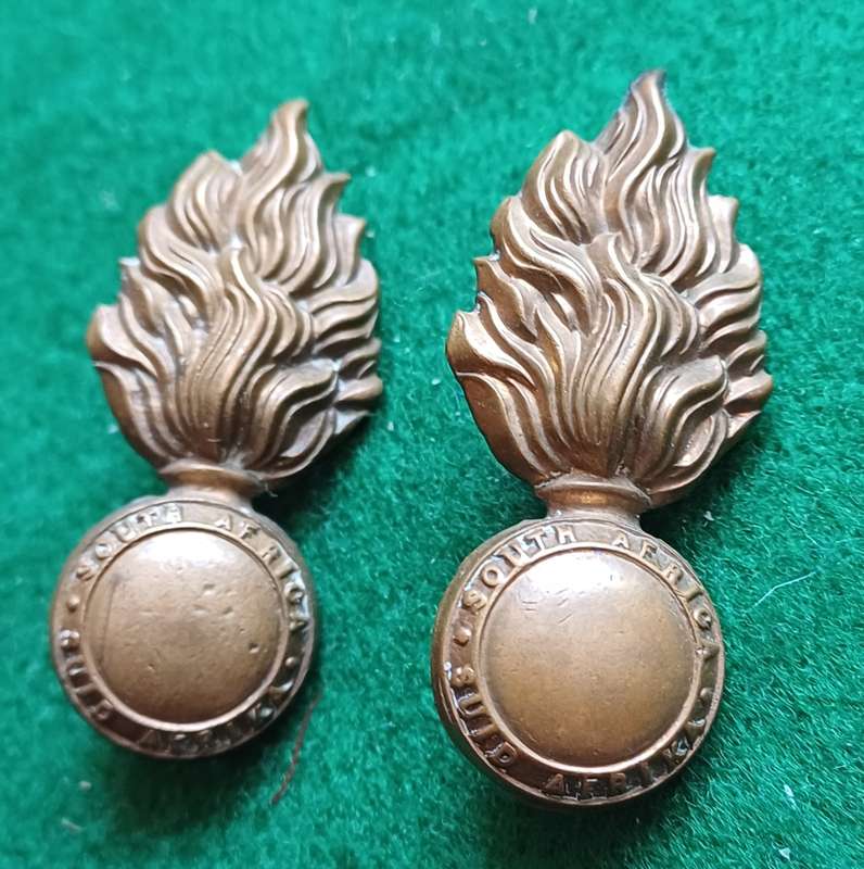 SA UDF Artillery brass collars, pair, worn 1926, O833 - 4, scarce