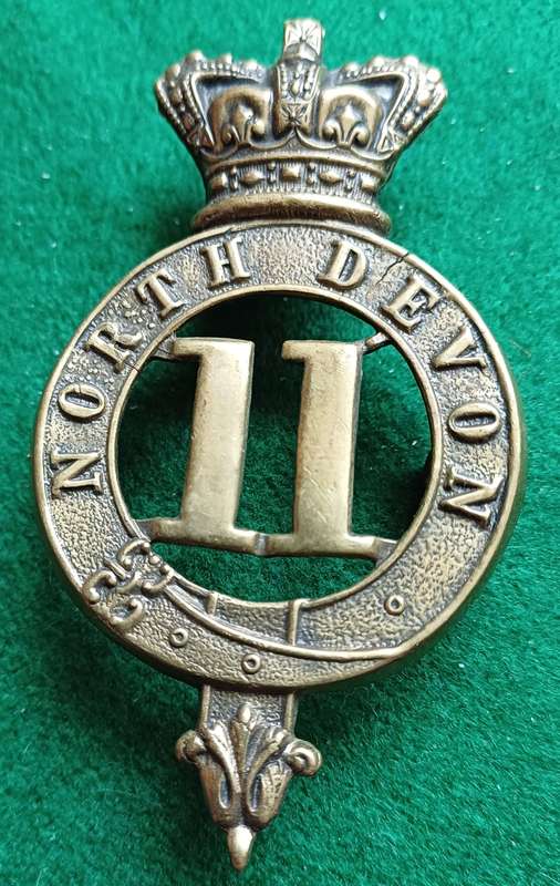 British Army, 11th North Devon, Regt of Foot brass Glengarry badge