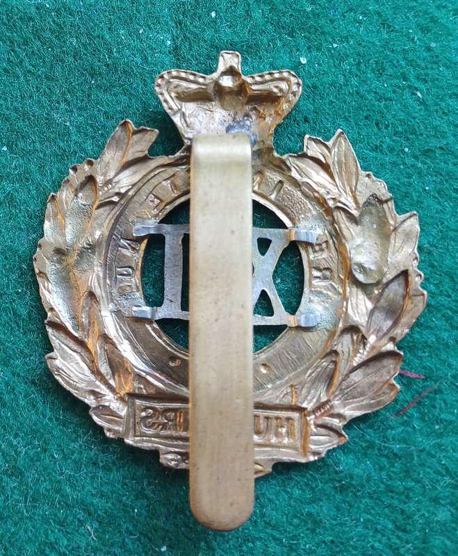British Army, 13th Hussars QVC, BiM cap badge, Genuine badge with  conversion