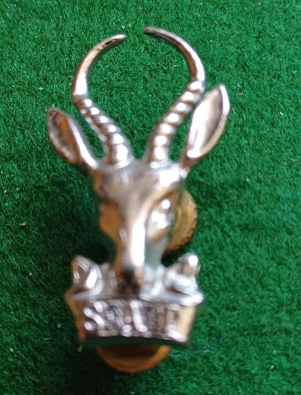 SADF Infantry Bokkop chrome beret badge