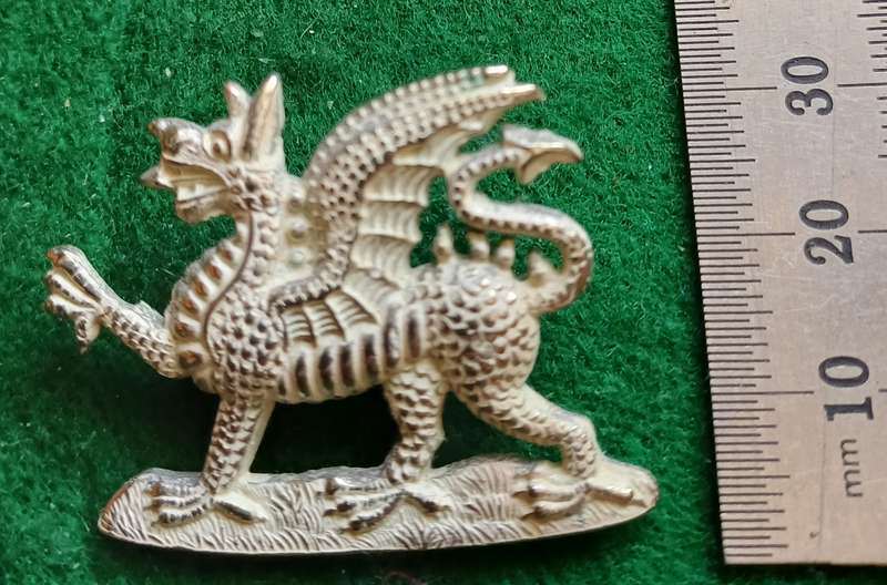 British Army, Queens own Buffs, Royal East Kent, silver (?) Officer's collar, 38 x 28mm