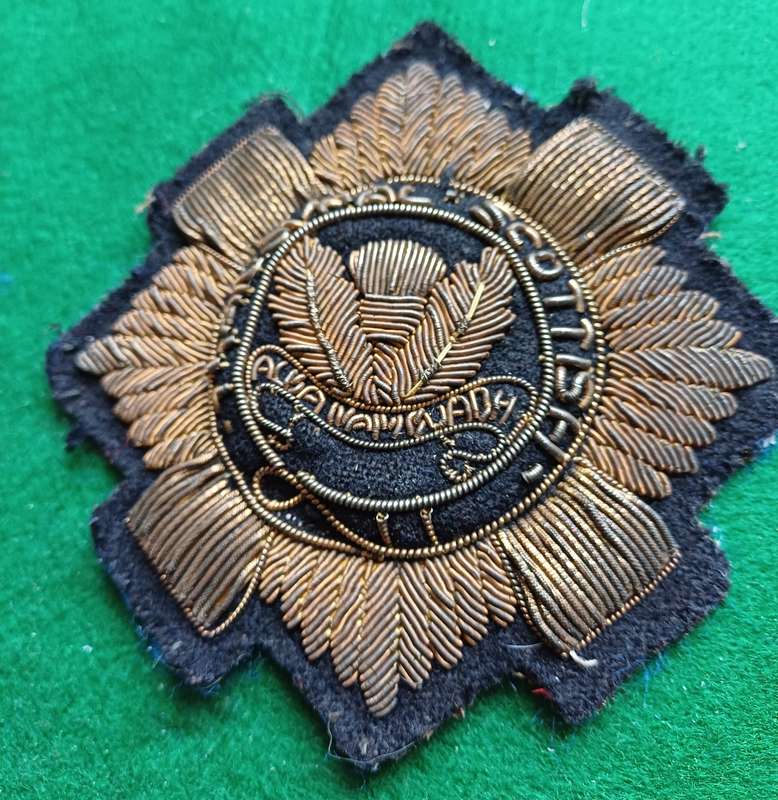 SA Transvaal Scottish bullion embroidered badge, 96mm wide