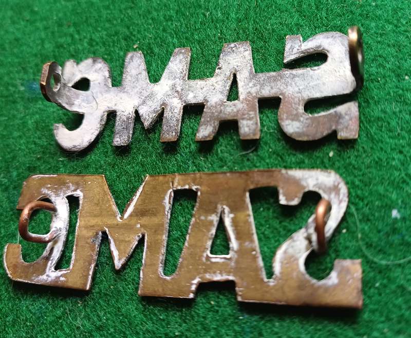 SA UDF WWI SA Medical Corps brass titles x 2