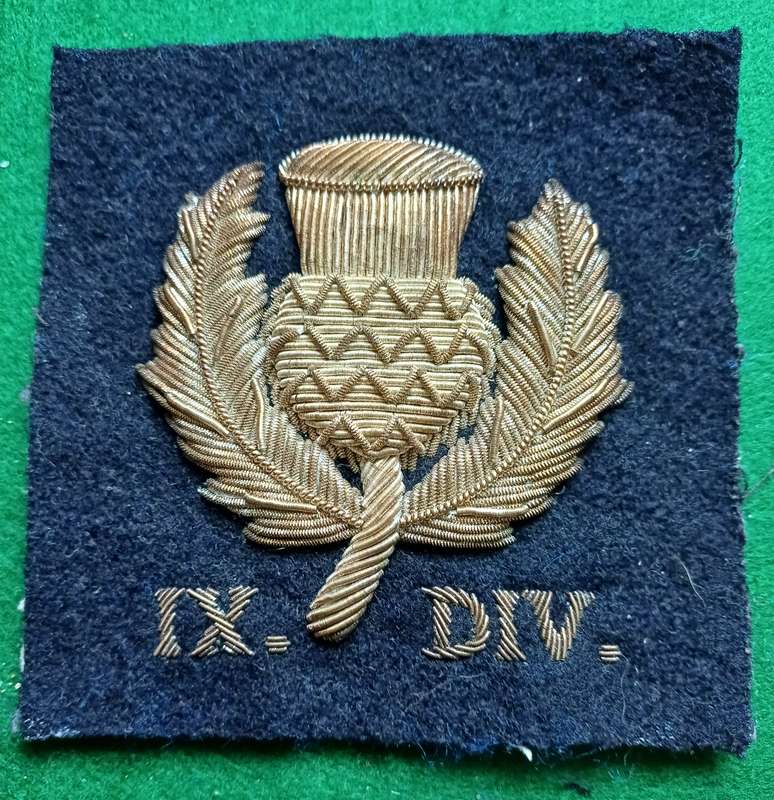 British Army, WWI Scottish 9th Division bullion badge, see SA Brigade