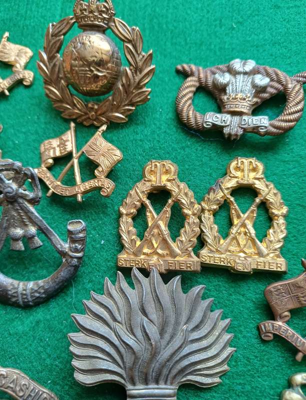 Selection of 16 military badges, sold as seen