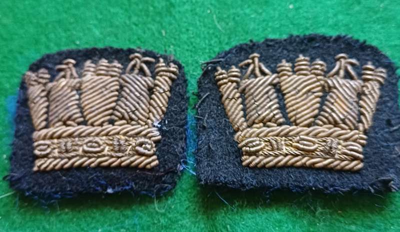 Merchant Navy bullion embroidered Crowns pair
