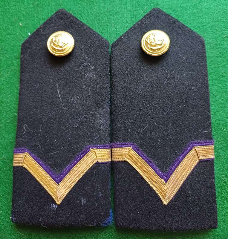 Merchant Navy Junior Engineer Officer (purple insert,) shoulder boards with buttons