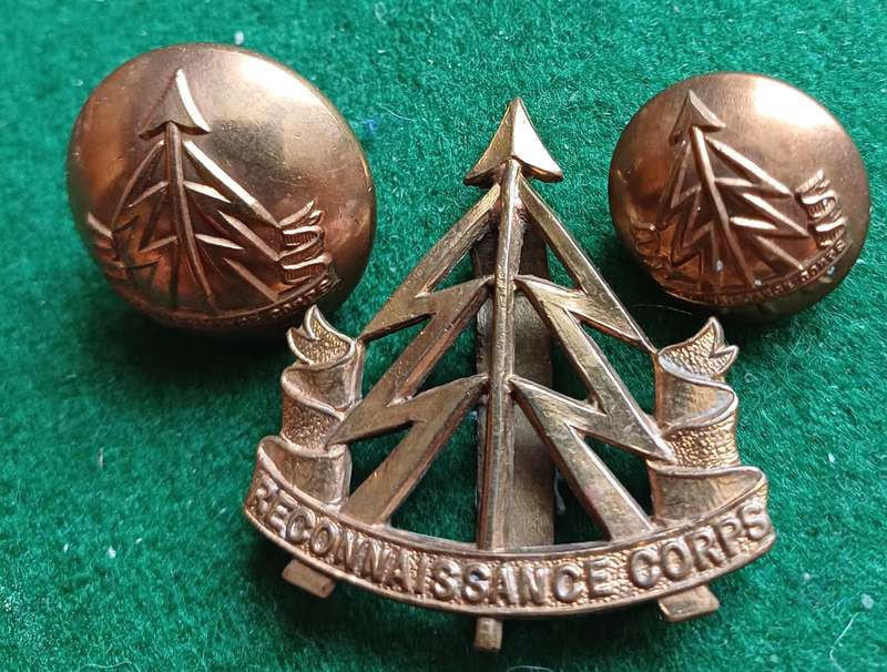 British Army, Reconnaissance Regiment brass cap badge & 2 buttons