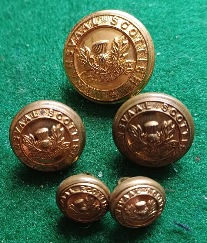 SA Transvaal Scottish 5 buttons, different sizes