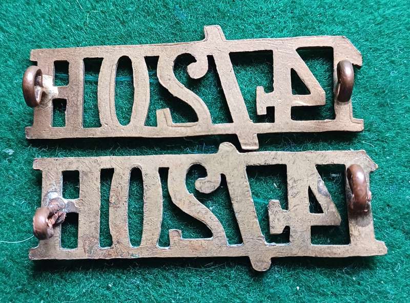British Army, 14th/20th Hussars brass titles pair