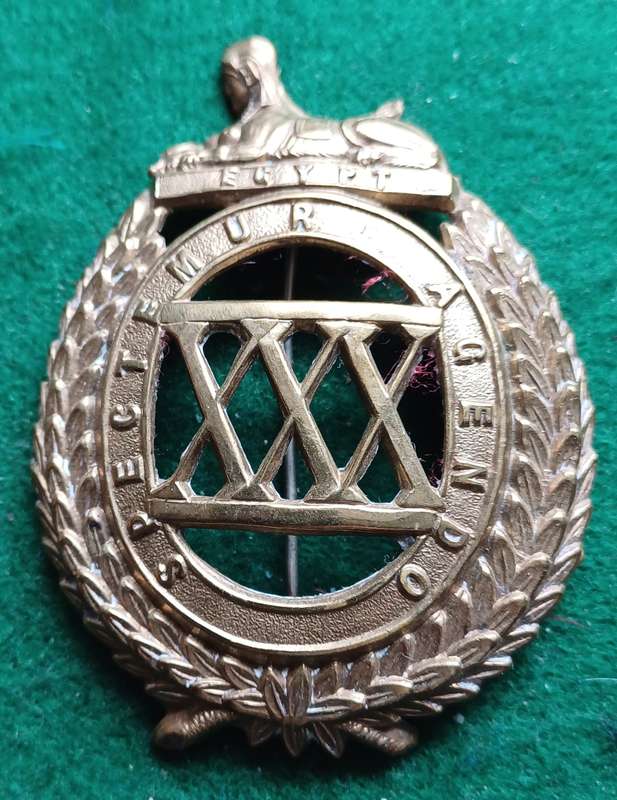 British Army, 30th (Cambridgeshire,) Regiment of Foot brass Glengarry badge. (Carman 48.)