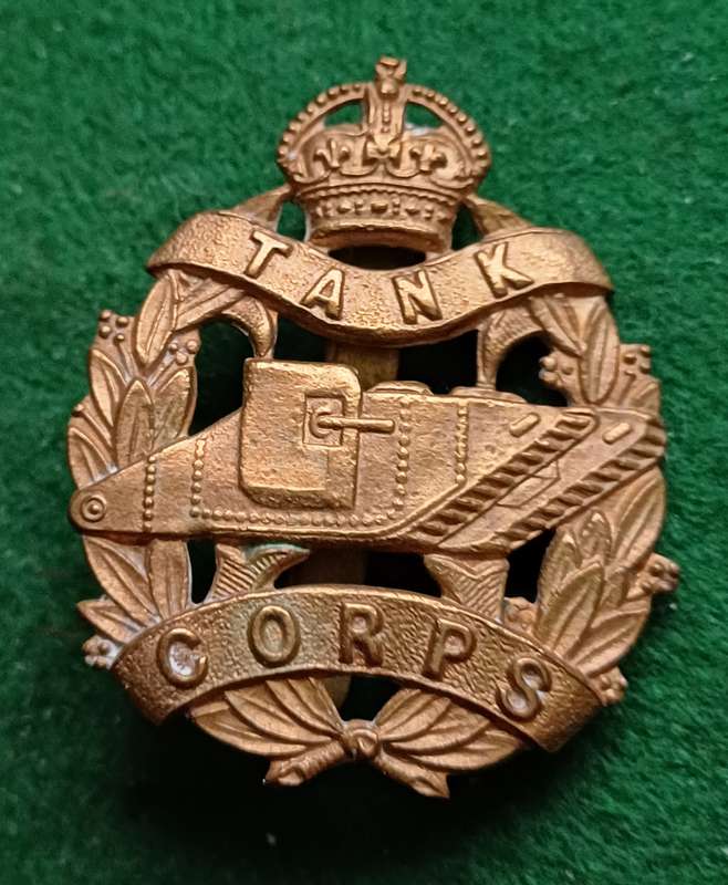 British Army, WWI Tank Corps brass cap badge